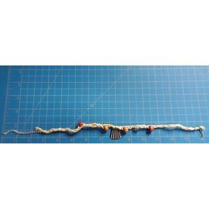 Anklet /BraceletBraided Hemp  Adj Unisex 9-13" Boho Chic  Wood Beads & Shell